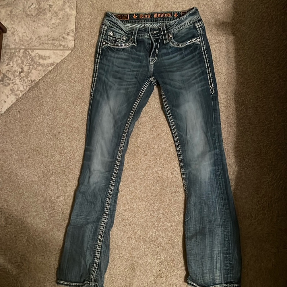 Rock Revival Rhinestone Embellished Kai Boot Jeans Size 28